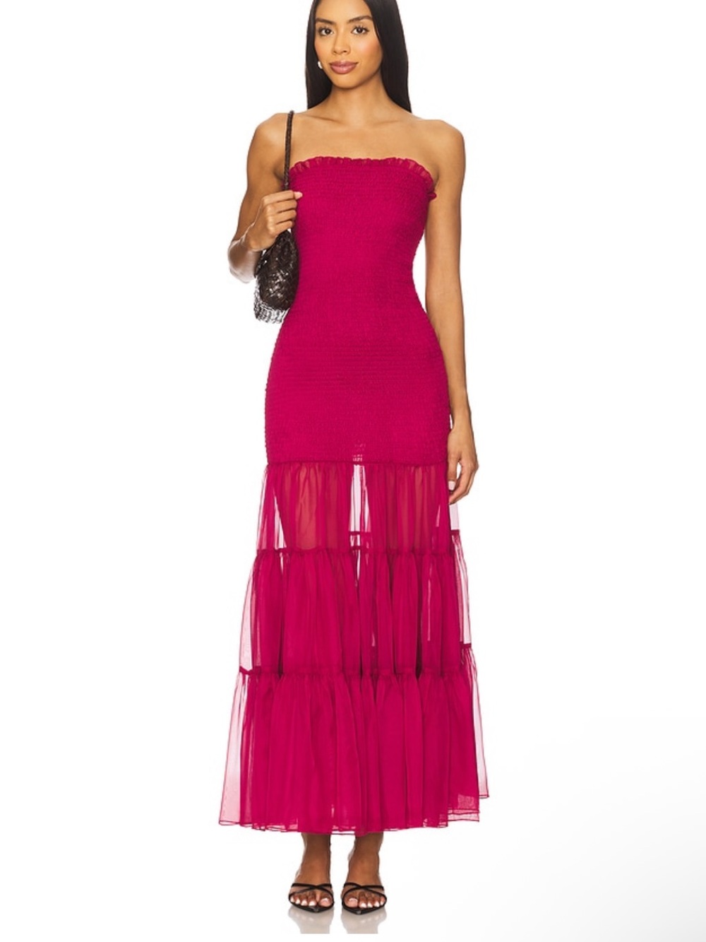 Azura Strapless Maxi Dress in Pale Burgundy